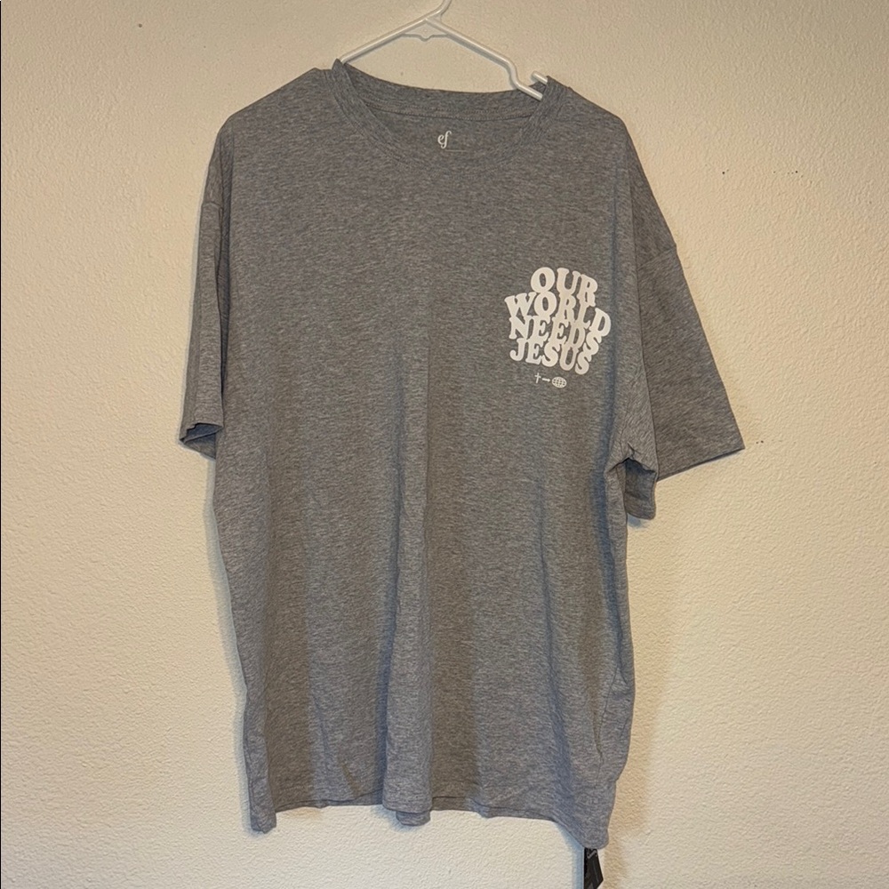 Gray Short Sleeve Tee with Graphic Design